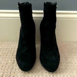 Black velvet dress boots. memory foam insoles